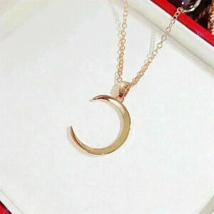 New 14k Gold Plated Sterling Silver Half Moon Necklace